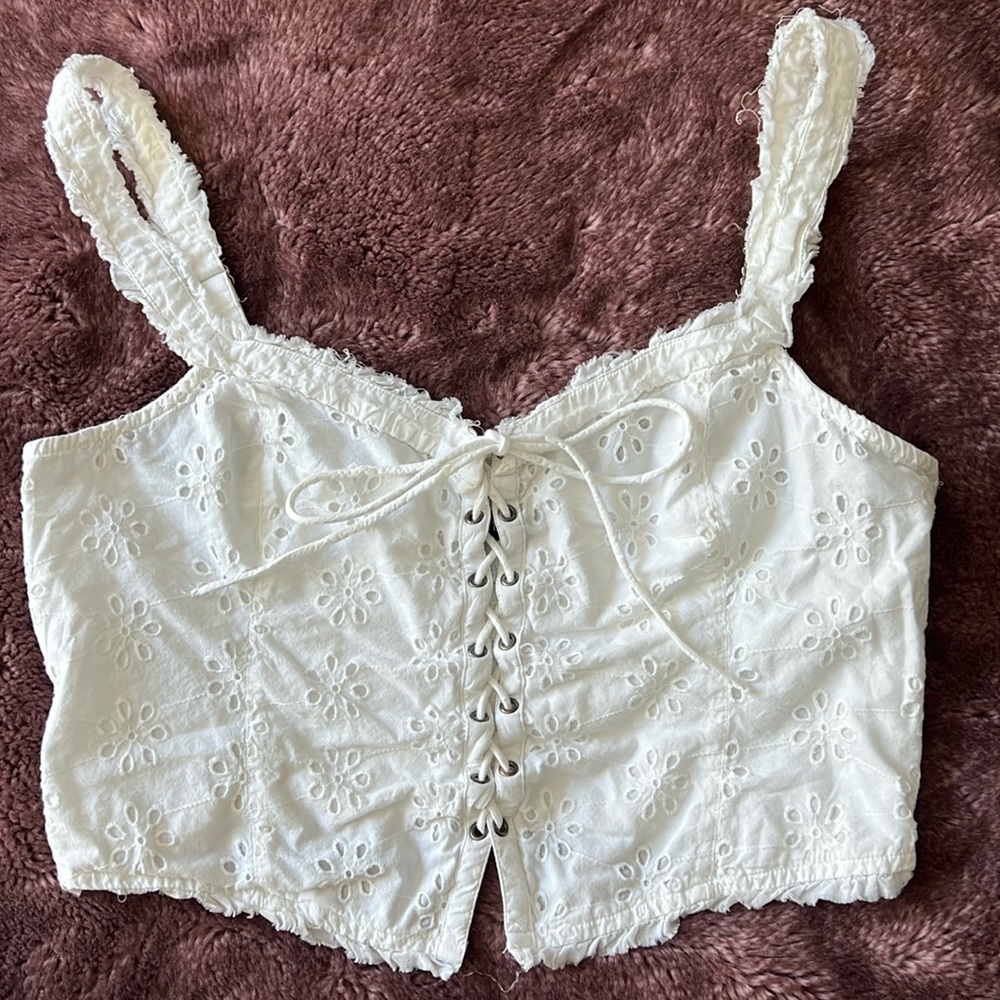 Urban outfitters eyelet lace up top